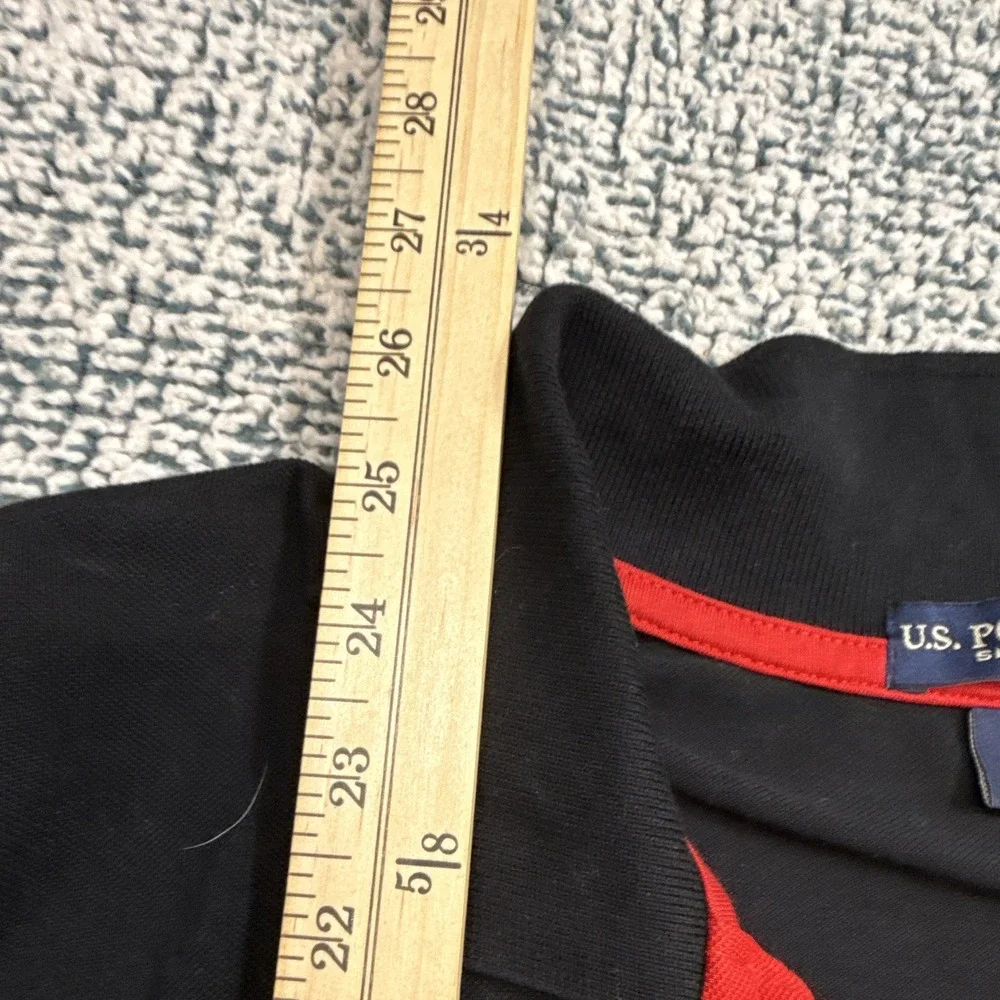 U.S. Polo Assn. Unisex Kids XXL (18) Black/Red Short Sleeve Logo Polo Shirt